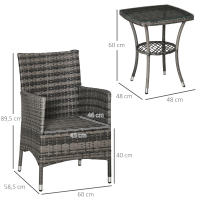 Conjunto de muebles de balcón Conjunto de 2 muebles de jardín de ratán Poly Rattan - details 6