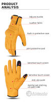 Guantes De Motocicleta De Cuero Genuino MJMOTO Verano Transpirables Con Dedos Completos Guantes De Conducción Retro Para Teléfono Móvil Para Hombres - details 7