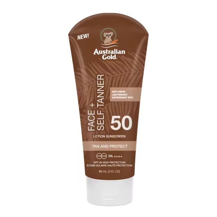 Australian Gold SPF 50 FACE WITH SELF TANNER, protector facial con color 88ml - 1