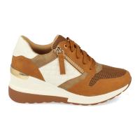 Davinia Shoes Zapatilla para Mujer, con Cuña, Cremallera de Adorno, y Cierre de Cordones, Primavera Verano 2021 Shoes&Blues.es 9590-Camel - details 1