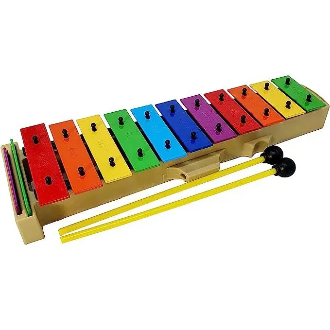 Carrillon ROCKSTAR - Glockenspiel  Metalofono Xilofono DG13N cromático, 13 teclas colores y mazas. Instrumento Musical. Regalos escolar - 1