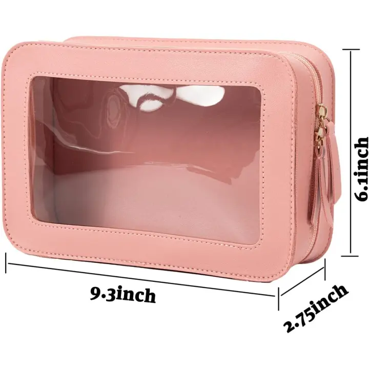 Neceser de maquillaje, neceser de viaje, neceser de viaje, neceser Organizer de maquillaje para Mujer (Pink) - 1