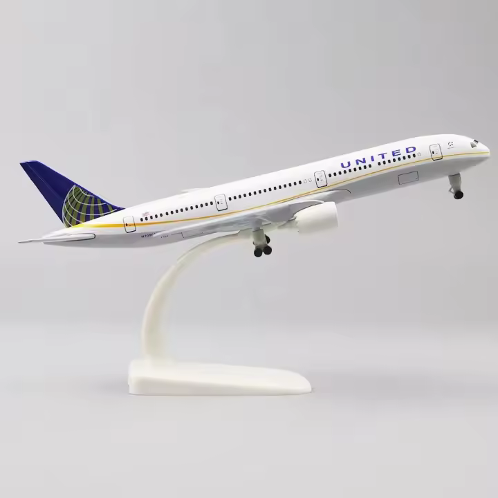 Modelo De Avión De Metal Aleación 20cm B787 United Airlines Con Pines De Aterrizaje Avión De Colección a Escala Para Adultos - 1