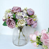 Boucle De Paejas Artificiales De Alta Calidad Con 7 Cabezas Rosa Y Azul Para Decoración De Hogar Bodas Fiestas Plantas Falsas Para El Hogar - details 16
