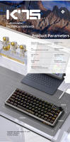 Teclado Mecánico Inalámbrico Attack Shark K75 RGB Con Retroiluminación Multicolor 3 Modos 2.4g BT Recargable Transparente Intercambiables Para PC Y Laptop - details 10