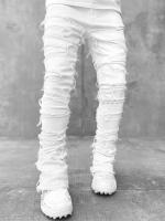 Pantalones De Mezclilla Para Hombre Estilo Hip Hop Callejero Jeans Arrugado Y Destrozado Ajustados Y Rectos Material 100% Algodón - details 8