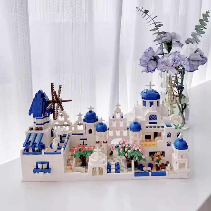 Conjunto De Bloques De Construcción Santorini 4310 Piezas Modelo De Arquitectura Marítima Y De Amor Juguete De Montaje Para Adultos Y Niños Regalo De Cumpleaños - 1