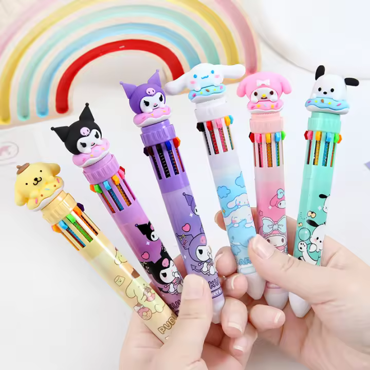 Sanrio Pluma De Punto De Sombra 0.7mm 10 Colores Kuromi Hello Kitty Cinnamoroll Estuche De 18/36 Piezas Material Plástico Para Estudiantes Y Escuela - 1