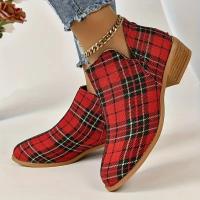 Botas De Tobillo Para Mujer Estampado Navideño Rojo Retro Con Cierre De Cremallera Botines Chelsea Con Plataforma Exterior Clásicos Zapatos De Invierno Talla Verdadera - details 4