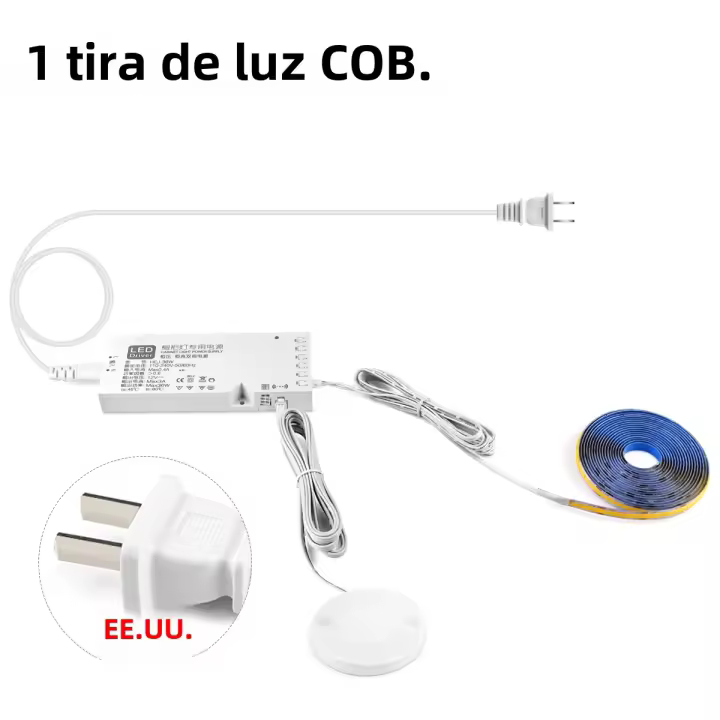 Luz LED COB Para Gabinete Multiple Con Sensor Táctil Dimmer Y Enchufe De EE.UU. Para Colección Display Librería Armario - 1