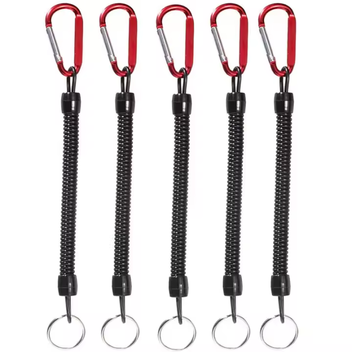 Lanyards De Pesca 5pcs Retráctiles Tácticos Con Resorte Elástico Y Ganchillo Antipérdida Para Teléfono Y Llaves De Camping - 1