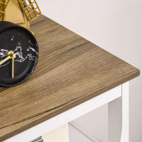 HOMCOM Aparador de Salón Armario Almacenaje de Madera con 2 Puertas Cajón y Estante Ajustable para Comedor Cocina Dormitorio 76,6x35x81,5 cm Blanco y Marrón - details 3