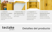 Tectake - Armario de jardín de madera VITA, Con superficie de trabajo galvanizada, Bandas de protección por 3 lados, Superficie amplia para trasplantar sus macetas o preparar la carne para la barbacoa, Con estante  98 x 48 x 95 cm - details 3