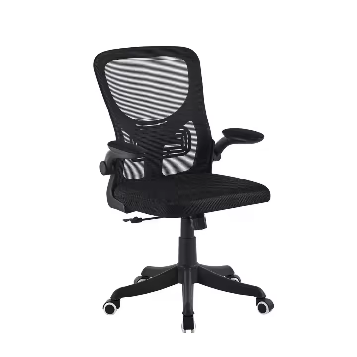Silla de Escritorio Negra LÚZETE con Ruedas y Respaldo de Malla - 1