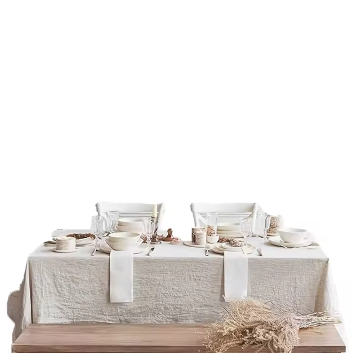 Mantel Beige De Estilo Crema Francesa Suave Con Pliegues Para Bodas Fiestas Y Cocinas De Vacaciones Material Poliéster Sintético Resistente Al Aceite - 1
