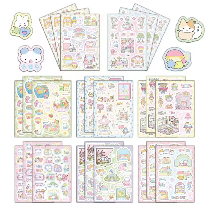 8PCS Etiquetas De Viaje De Primavera Para Teléfono Móvil Y Cuaderno Decoración Impermeable De Elementos Pequeños Y Lindos De Dibujos Animados - 1