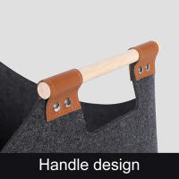 Cesta De Madera De Gran Capacidad Para Leña Plegable Con Manijas De Madera Cesta De Almacenamiento Ecológica De Feltro Gris Oscuro Para El Lado Del Hogar - details 8