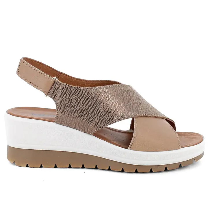 Sandalias de cuña Igi & Co en piel beige y taupe 7664733 - 1