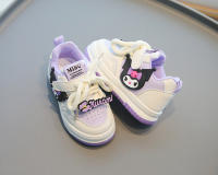 Nuevas Zapatillas Deportivas Casuales Para Niñas 2024 Primavera Y Otoño High Top Kuromi Y Melody Dibujos Animados Antideslizantes Material Superior PU Edad 4-6 Años Todas Las Estaciones - details 4