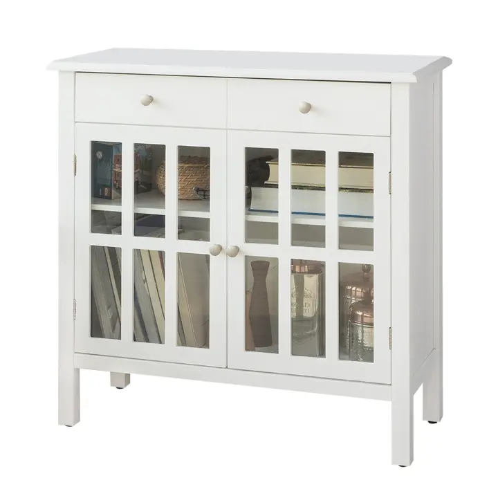 SoBuy FSB23-W Mueble Entrada Recibidor Aparador Cocina con 2 Cajones y 2 Puertas 80 x 34 x 80 cm ES - 1