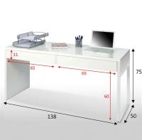 Mesa escritorio TOUCH reversible en Blanco Artik con 2 cajones, guías metálicas, pata lacada blanca, cantos PVC, tablero melaminizado tipo E1, estructura robusta, capacidad 25 kg, diseño funcional y silencioso con tacos ABS y cajones MDF - details 3