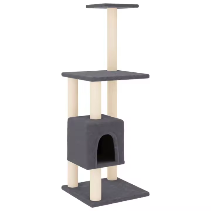 vidaXL Rascador para Gatos con Postes de Sisal 104 cm Mascotas Refugio Color Gris claro,  Crema,  Gris oscuro y mas - 1