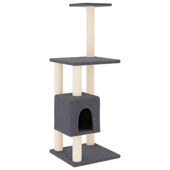 vidaXL Rascador para Gatos con Postes de Sisal 104 cm Mascotas Refugio Color Gris claro,  Crema,  Gris oscuro y mas - 1