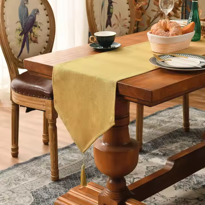 Camino de mesa para cocina, camino de mesa impermeable, decorativo, para bodas, fiestas, Navidad, restaurante, comedor (dorado, 35 x 240 cm) - 1