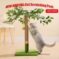 Poste De Rasguñar Para Gato Con Hojas Verdes Y Cordón De Sisal Para Interiores Poste De Gato Con Diseño Lindo Para Gatos Jóvenes Y Adultos Producto Para Mascotas - details 0