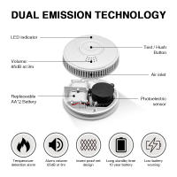 Detector De Fuma 1pc Advertencia De Incendio Interior Con Silbato De 85dB Alarma Para Casa Restaurante Hotel Oficina Baterías Duración De 10 Años - details 8