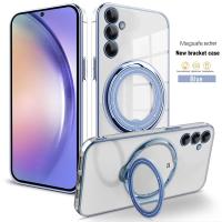 Funda Transparente Magnética Para Samsung Galaxy A55 A25 A35 A15 A05 S A54 A34 A24 A14 A53 A23 A52 Con Anillo Soporte Platinado Compatible Con Carga Inalámbrica Magsafe Protección De Cámara - details 10
