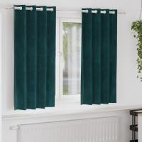 Cortinas Blackout con Ojales 2 pcs Verde Oscuro Terciopelo - details 0