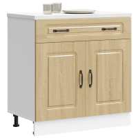 vidaXL Mueble bajo de cocina Kalmar de de ingeniería en color Madera antigua/Roble Sonoma/Negro y más | almacenamiento funcional diseño moderno para baño dormitorio sala - details 1