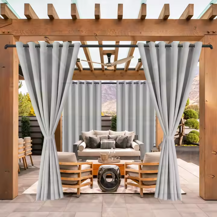 2PCS Cortina Exterior Impermeable Y UV-Prueba Para Jardín Adecuada Para Gazebo Instalación En Techo Material De Poliéster Clásico Estilo - 1