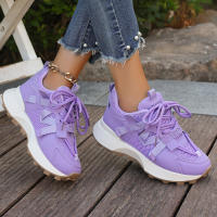 Nuevas Zapatillas De Mujer 2024 Cómodas Y Transpirables Con Cordones Plataforma Baja Para Exterior Casual Colorido Mesh - details 19