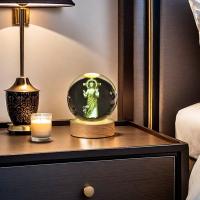 Lámpara De Decoración Con Base De Madera Y Globito De Vidrio Religioso De Jesús Luz Nocturna Diametro 2.36" O 3.15" Regalo De Cumpleaños Para El Hogar Y Escritorio - details 7