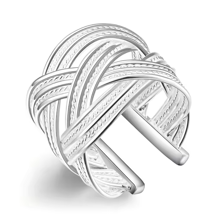Anillo de Plata Esterlina 925 Diseño Trenzado Interweaved Ideal para Mujeres - 1