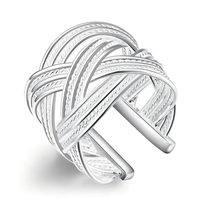 Anillo de Plata Esterlina 925 Diseño Trenzado Interweaved Ideal para Mujeres - 1