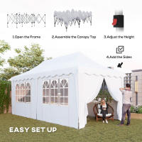 Outsunny Carpa Plegable Pop-up Gazebo 6x3 m Cenador Plegable con 6 Paredes Laterales Anti-UV Altura Ajustable Bolsa de Arena y Bolsa de Transporte para Camping Fiestas - details 3