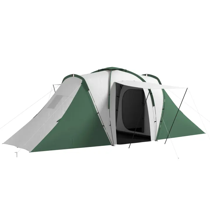Outsunny Tienda de Campaña Familiar para de 4-6 Personas con 2 Dormitorios Tienda de Camping Plegable Impermeable 3000 mm con Bolsa para Senderismo 555x225x190 cm - 1