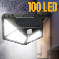 Lámpara De Pared Solar Con Sensor De Movimiento 100 LEDs 4 Lados Luz Exterior Impermeable Para Jardín Y Courtyard Moderno - details 0