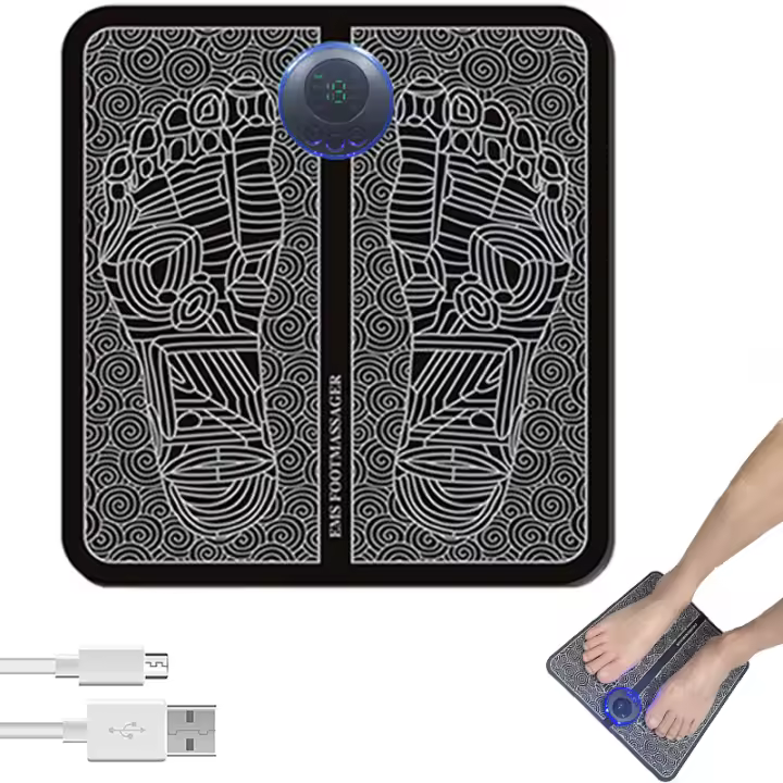 Almohadilla De Masaje Para Pies Eléctrica Recargable Por USB Herramienta De Masaje Del Suelo Negra Adecuada Para El Hogar Y Viajes Tamaño 33cm*15cm*3cm - 1