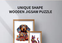 Rompecabezas De Madera 3D En Forma Irregular Con Diseño De Perro Juguetes Educativos A3 A4 A5 Para Adolescentes Y Adultos Regalo De Festivales - details 0