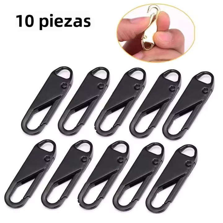 Kit De Reparación Instantánea Para Cremalleras Metálicas 10PCS Deslizador De Cremallera Desmontable Para Costura DIY Ropa Maletas Bolos Universal - 1