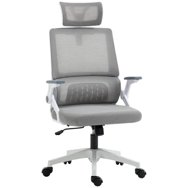 Vinsetto Silla de Oficina de Malla con Función de Basculante Silla de Escritorio Giratorio Altura Reposacabezas Ajustable y Reposabrazos Carga 120 kg para Estudio 58x61x102-119 cm - 1