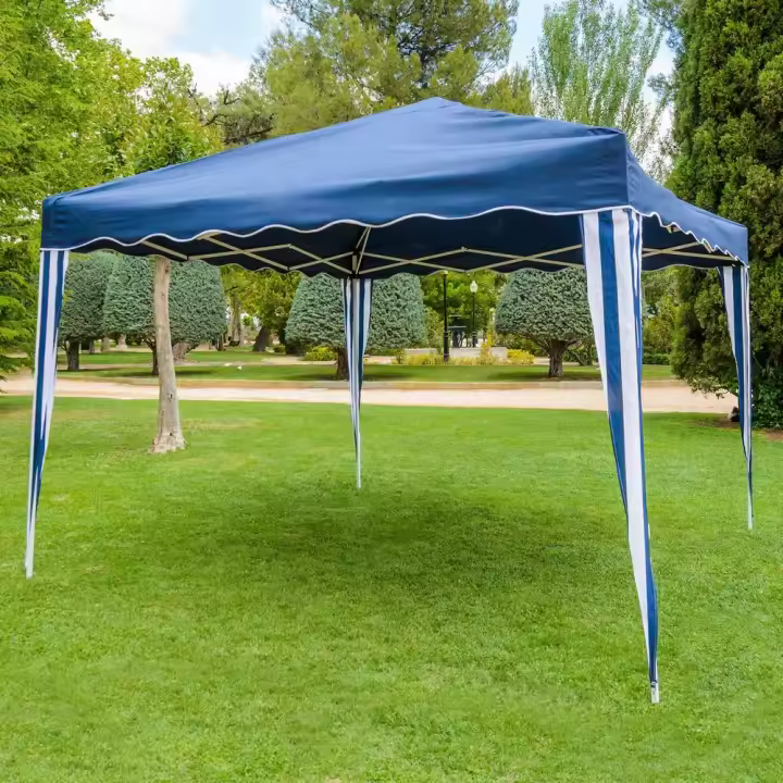 Carpa Cenador Gazebo Plegable 3 x 3 m Verde o Azul con mejores Tubos de Acero de Alta resistencia Plegables, Antiviento, Protección UV, Bolsa de Transporte para Playa, Camping, Jardín, Terraza, Exteriores LOLAhome - 1