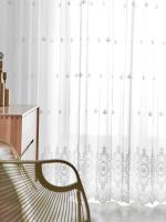 Cortina De Tela De Encaje Con Bordado De Espejo Floral Estilo Europeo 1 Pieza Para Dormitorio Y Sala De Estar Translúcida De Poliéster 100% - details 5