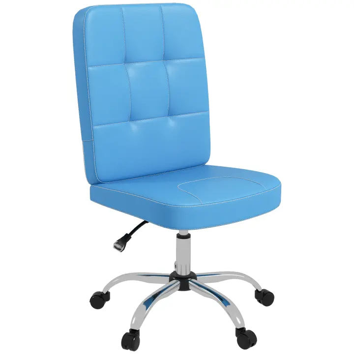 Vinsetto Silla de Oficina sin Brazos Silla de Escritorio Giratorio de Piel Sintética con Altura Ajustable Estilo Moderno Carga 120 kg 45x59x90-100 cm - 1