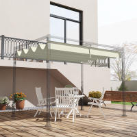 Outsunny Cubierta para Pérgola 3x2,5 m Techo de Repuesto Retráctil para Sombrilla Toldo de Tela para Cenador Jardín con 8 Orificios de Drenaje - details 1