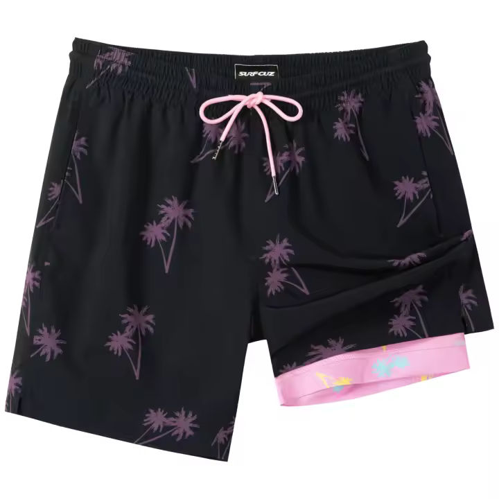 SURF CUZ Ropa De Baño Para Hombre Con Forro De Compresión Shorts De Natación Secado Rápido 7'' Traje De Baño Estirable Y Cortos De Playa - 1